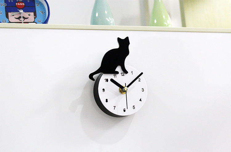 Horloge murale magnétique pour réfrigérateur 3D chat