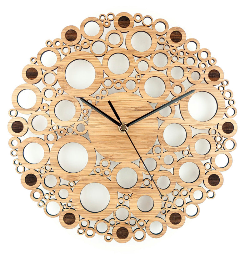 Modèle d'horloge murale multi-anneaux en bambou naturel et bois