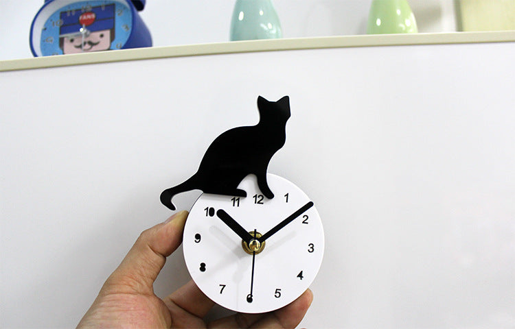 Horloge murale magnétique pour réfrigérateur 3D chat