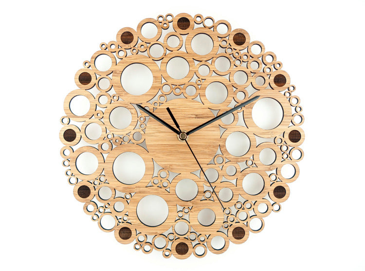 Modèle d'horloge murale multi-anneaux en bambou naturel et bois