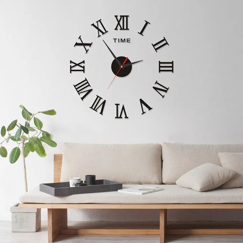 Horloge murale design chiffres romains 3D