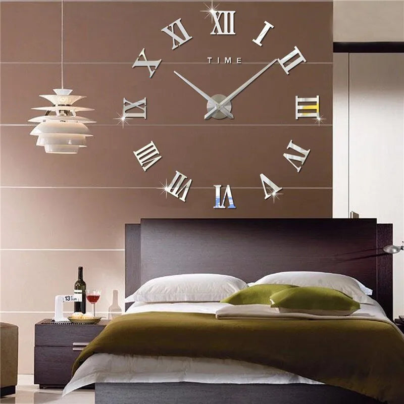 Horloge murale design chiffres romains 3D