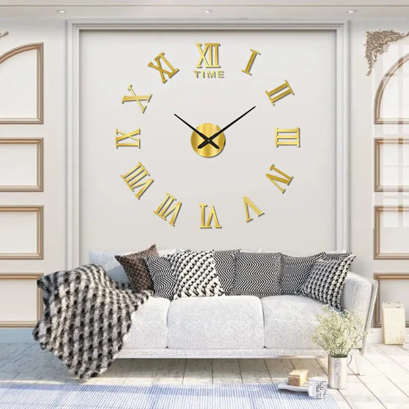 Horloge murale design chiffres romains 3D