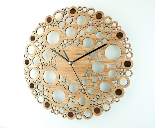 Modèle d'horloge murale multi-anneaux en bambou naturel et bois