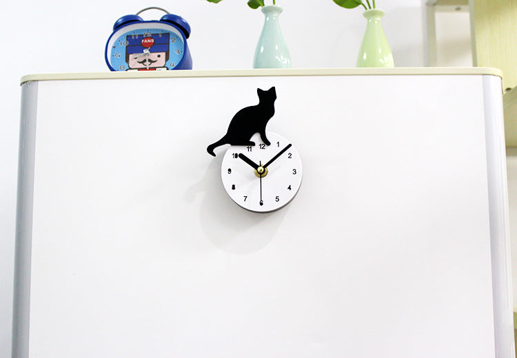 Horloge murale magnétique pour réfrigérateur 3D chat