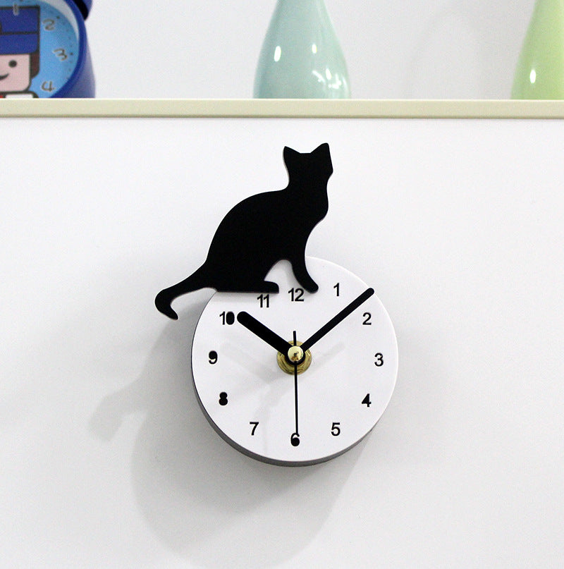 Horloge murale magnétique pour réfrigérateur 3D chat